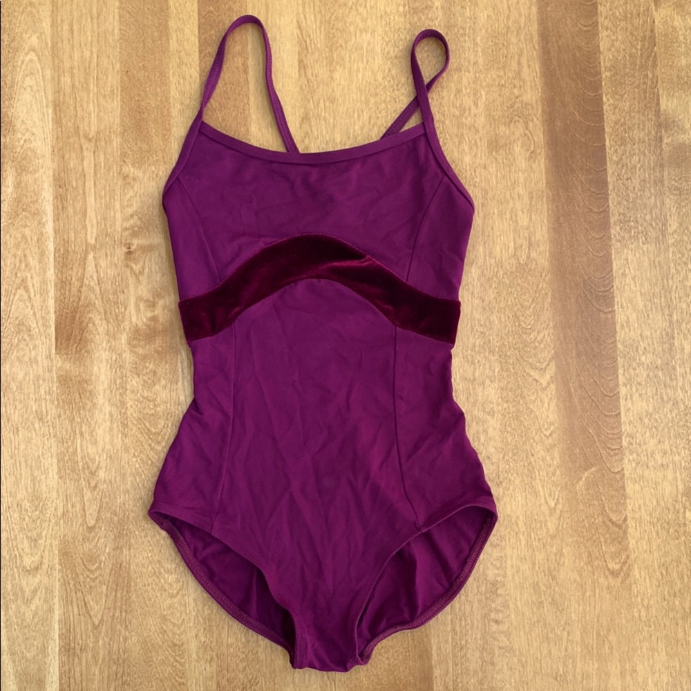 Capezio Burgundy Leotard with velvet trim - adult XS